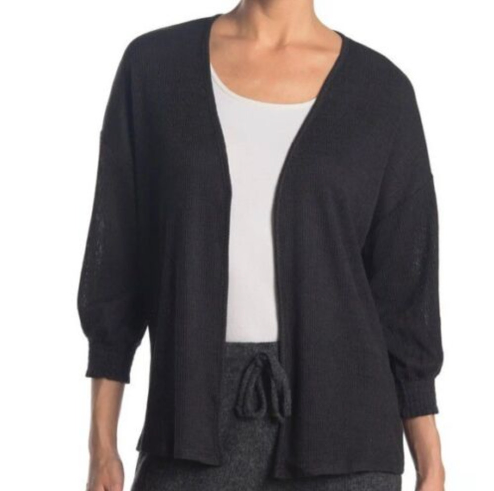 Eclair Hacci Ribbed Cardigan Womens S Small Dark Gray Open Front Nordstrom